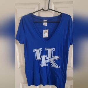 NWT Victoria's Secret PINK Collegiate University Of Kentucky Royal Blue V-Neck T